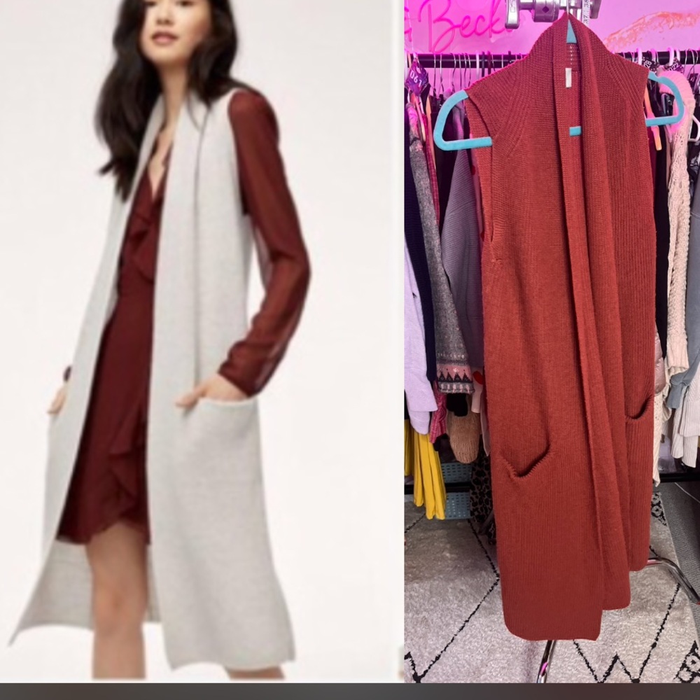 wilfred olivie cardigan xs Rust Sleeveless Knit Cardigan - Picture 1 of 3